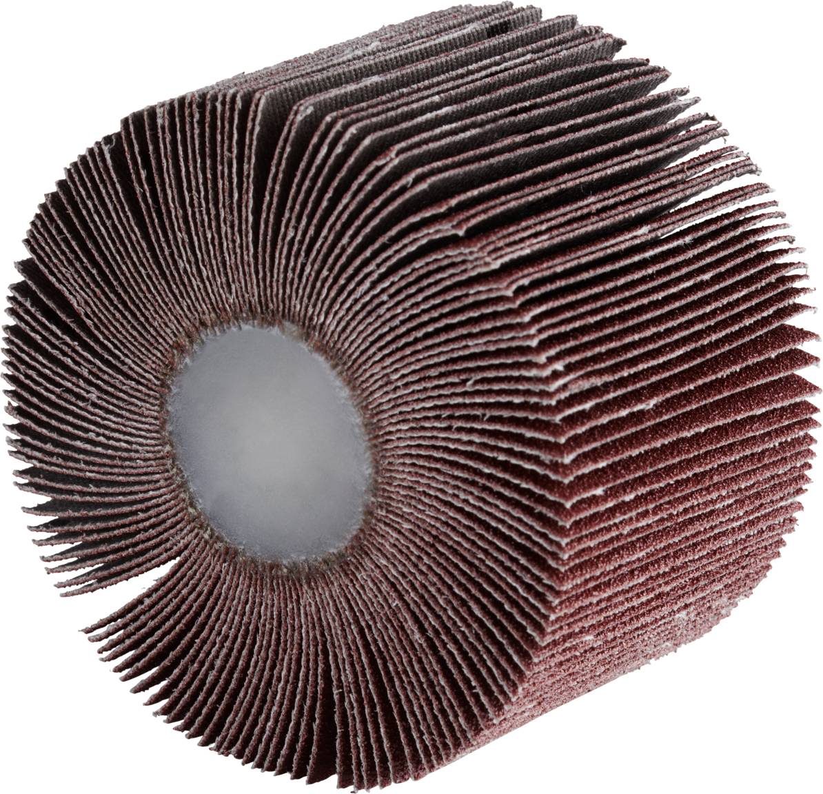 Un disque abrasif rond pourvu de nombreuses lamelles disposées radialement, utilisé pour polir ou poncer des surfaces.