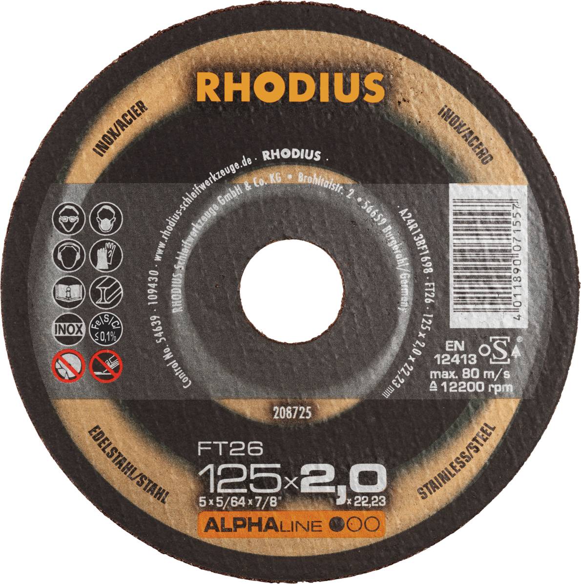 Rhodius FT26 208725 Jeu de disque à tronçonner 25 pc(s) acier inoxydable, acier