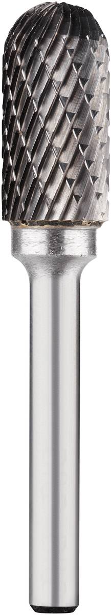 Un fraiseur cylindrique en métal avec des arêtes de coupe hélicoïdales sur un axe droit, utilisé pour meuler ou fraiser des matériaux.