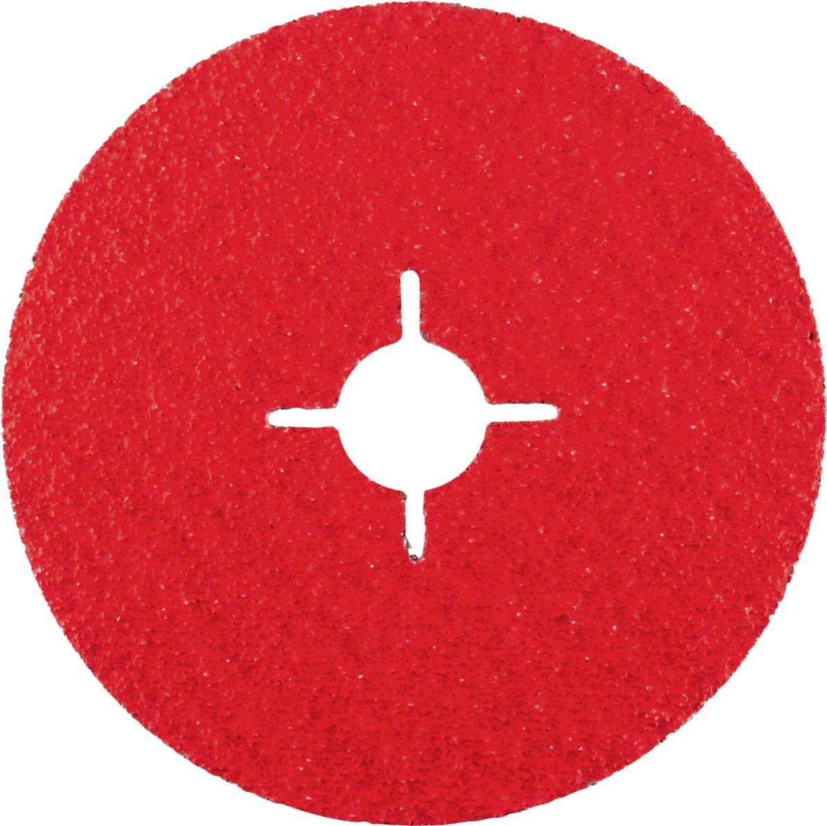 Un disque de meulage rouge avec une ouverture centrale. Utilisé pour meuler ou polir des surfaces.