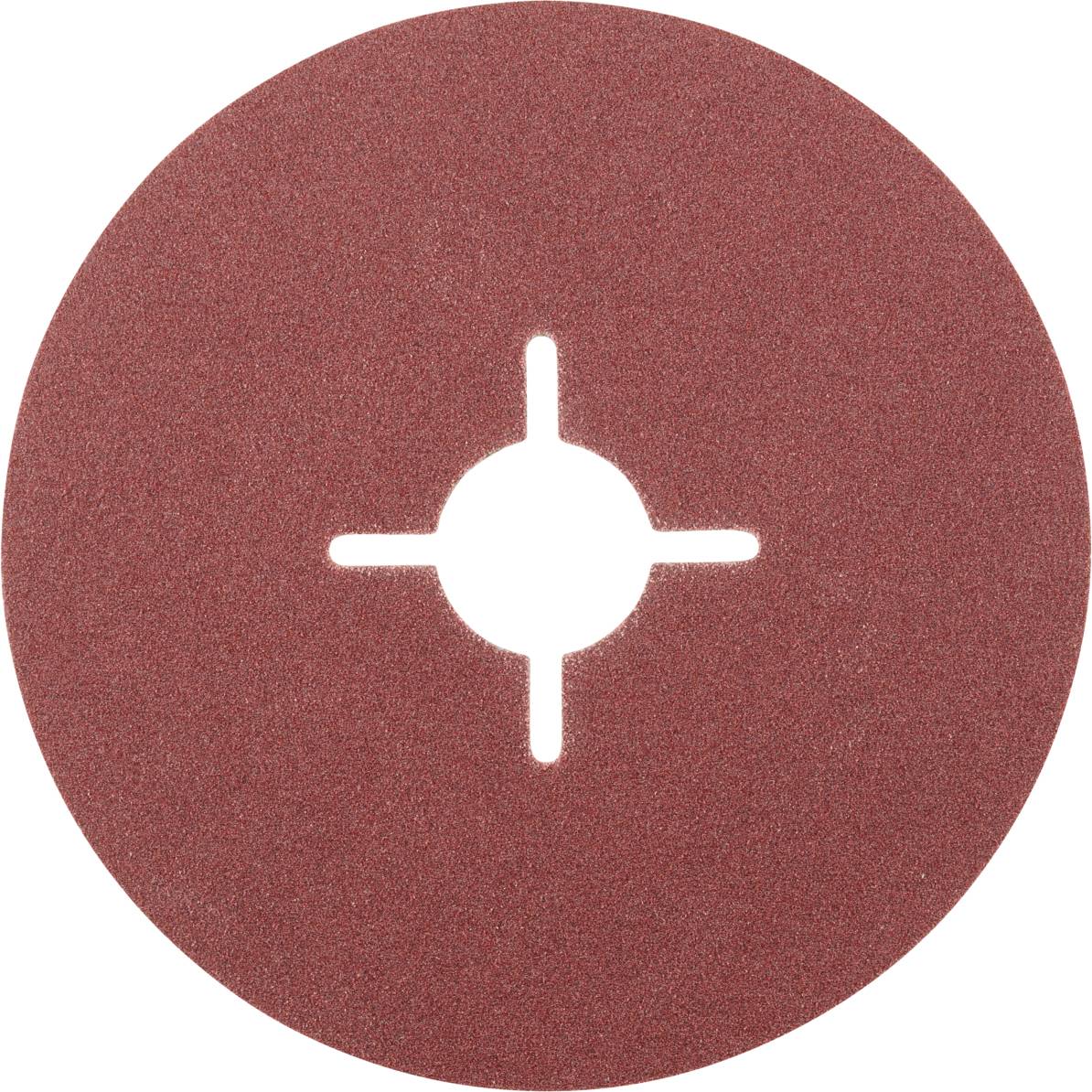 Un disque de papier de verre rouge avec une fente en croix au centre.