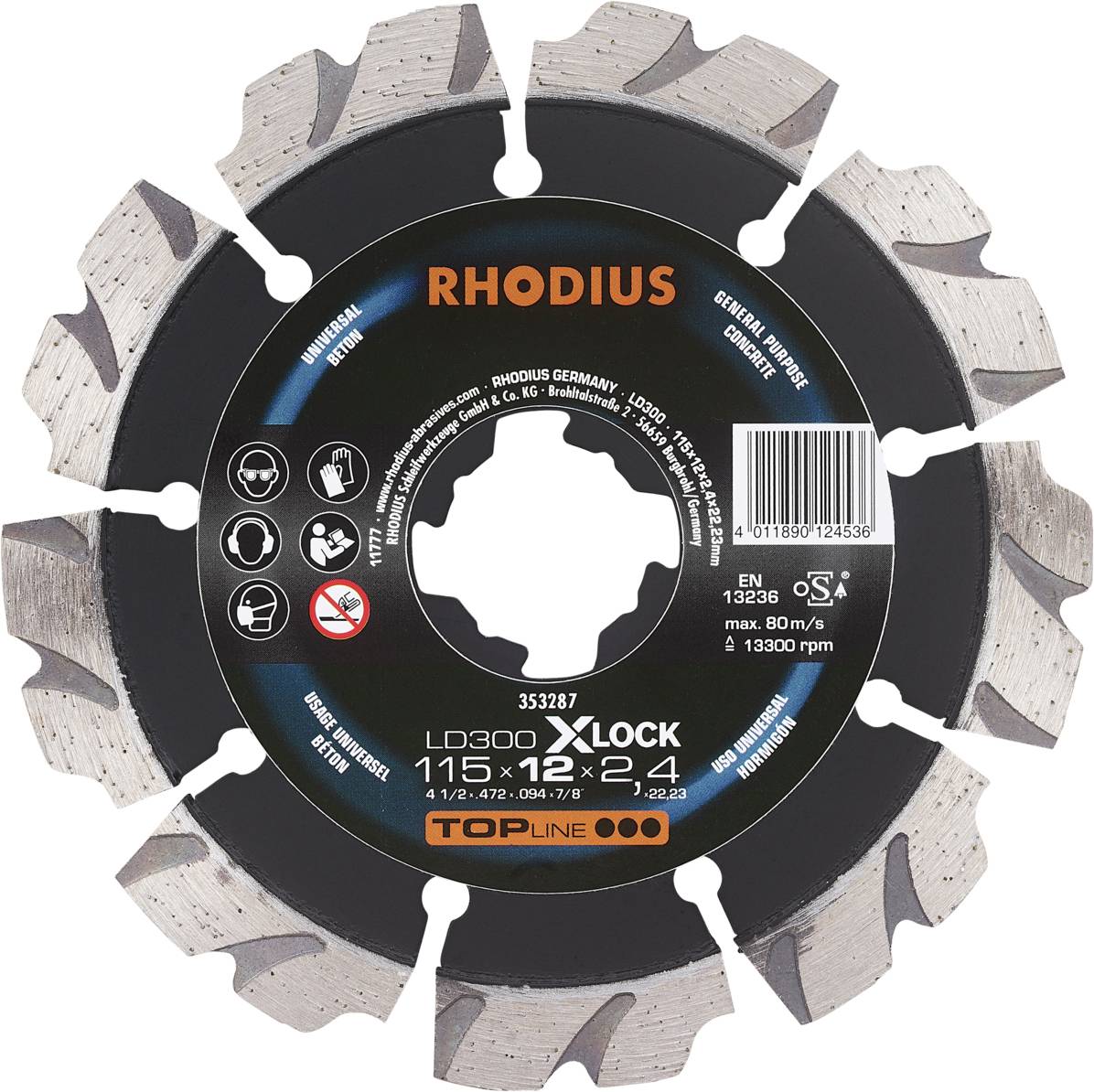 Rhodius LD300 X-LOCK 353287 Disque à tronçonner diamanté 1 pc(s) Béton