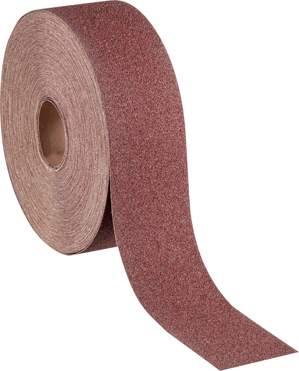 Un rouleau de papier de verre, rouge-brun, pour divers travaux de ponçage.