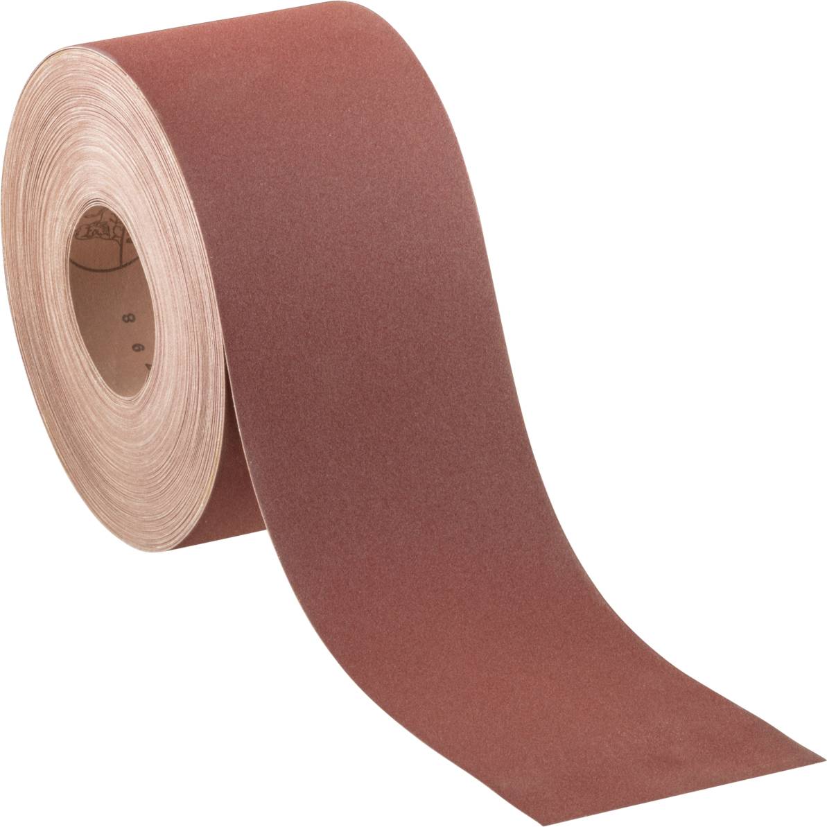 Un rouleau de papier de verre avec une surface brune et sableuse, prêt à être utilisé pour lisser ou arrondir des matériaux.