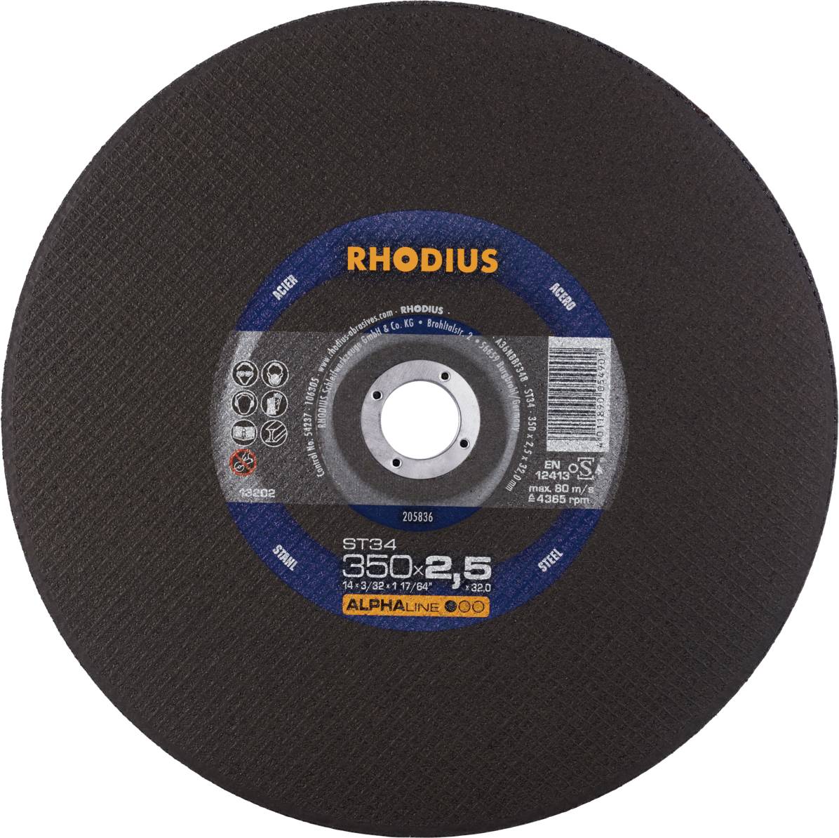 Rhodius ST34 205836 Disque à tronçonner 10 pc(s) acier