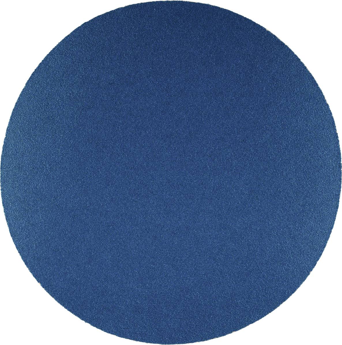 Un tapis rond, uni de couleur bleue, au design minimaliste.