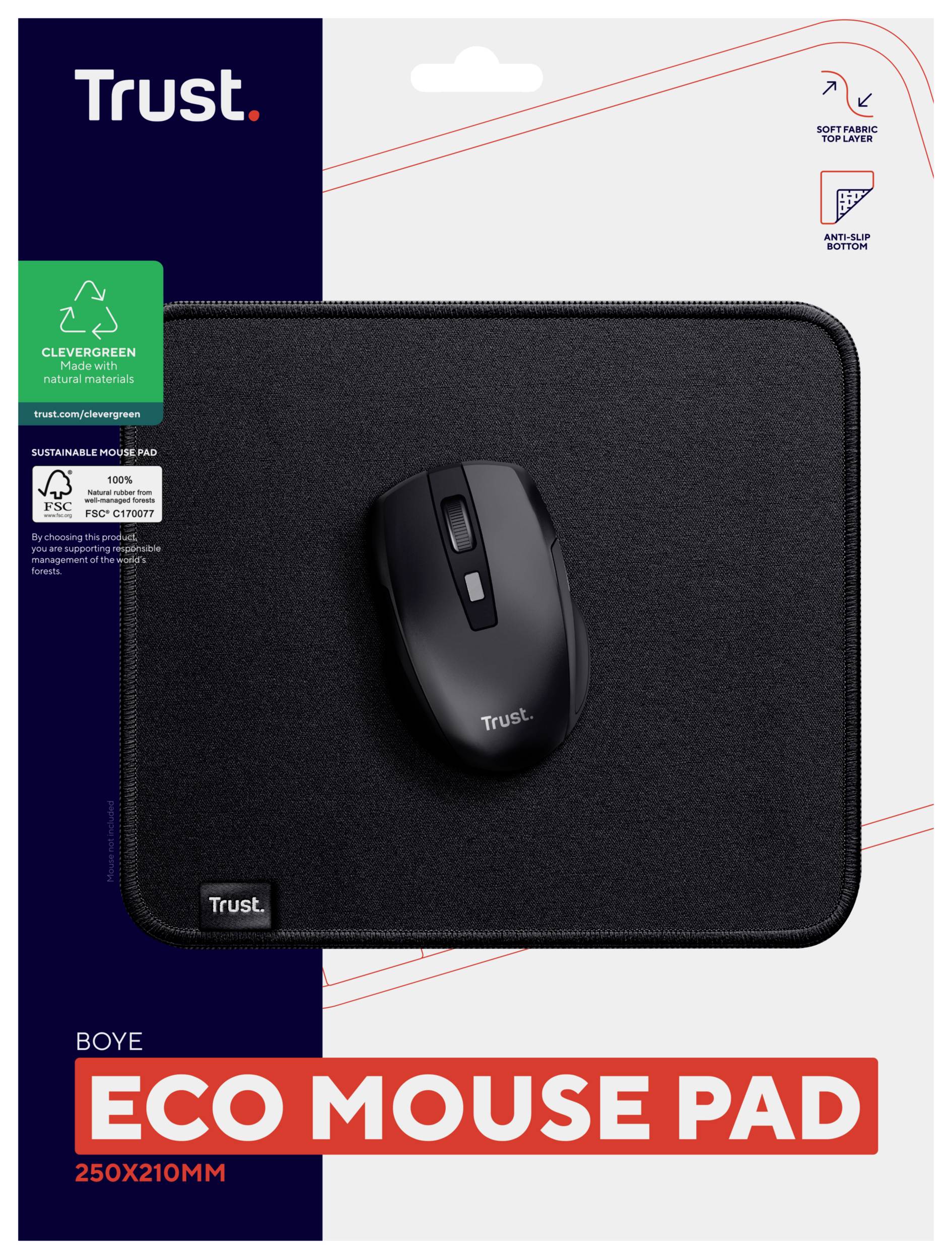 Tapis de souris Trust Boye Mauspad Schwarz noir