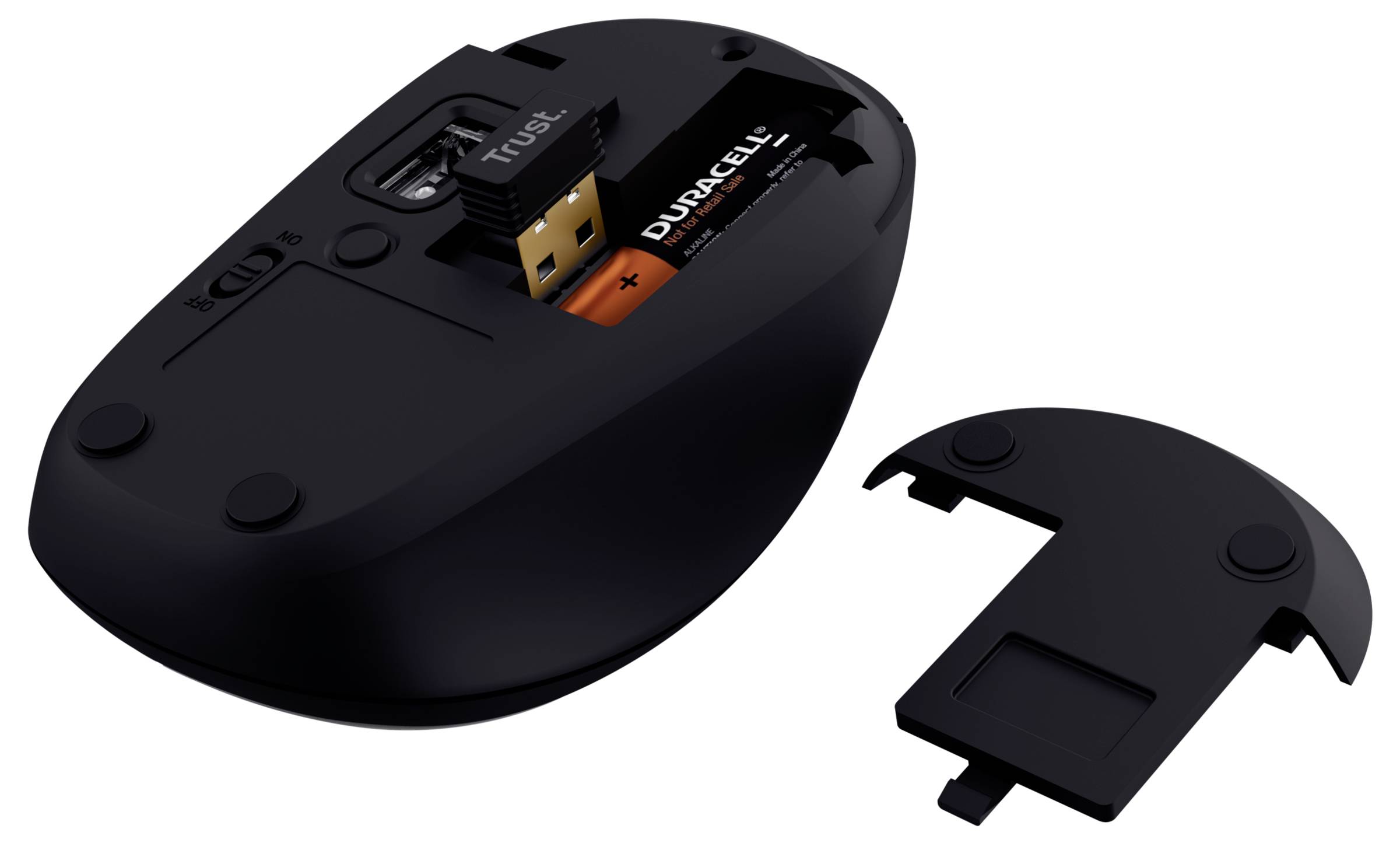 Trust YVI+ MULTI-DEVICE WIRELESS MOUSE BLACK Souris sans fil, Bluetooth, USB noir 3 Boutons