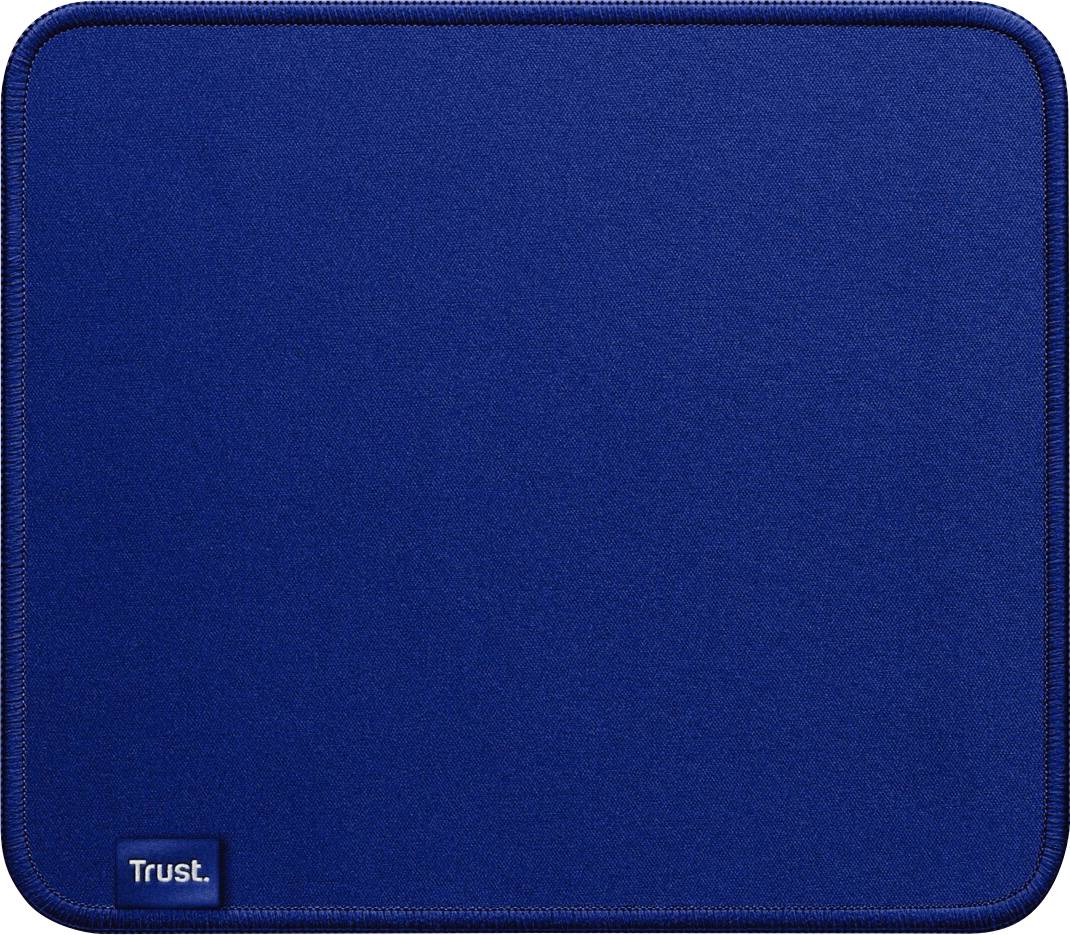 Tapis de souris rectangulaire bleu aux coins arrondis. En bas à gauche, le mot 'Trust.' est inscrit en texte blanc.