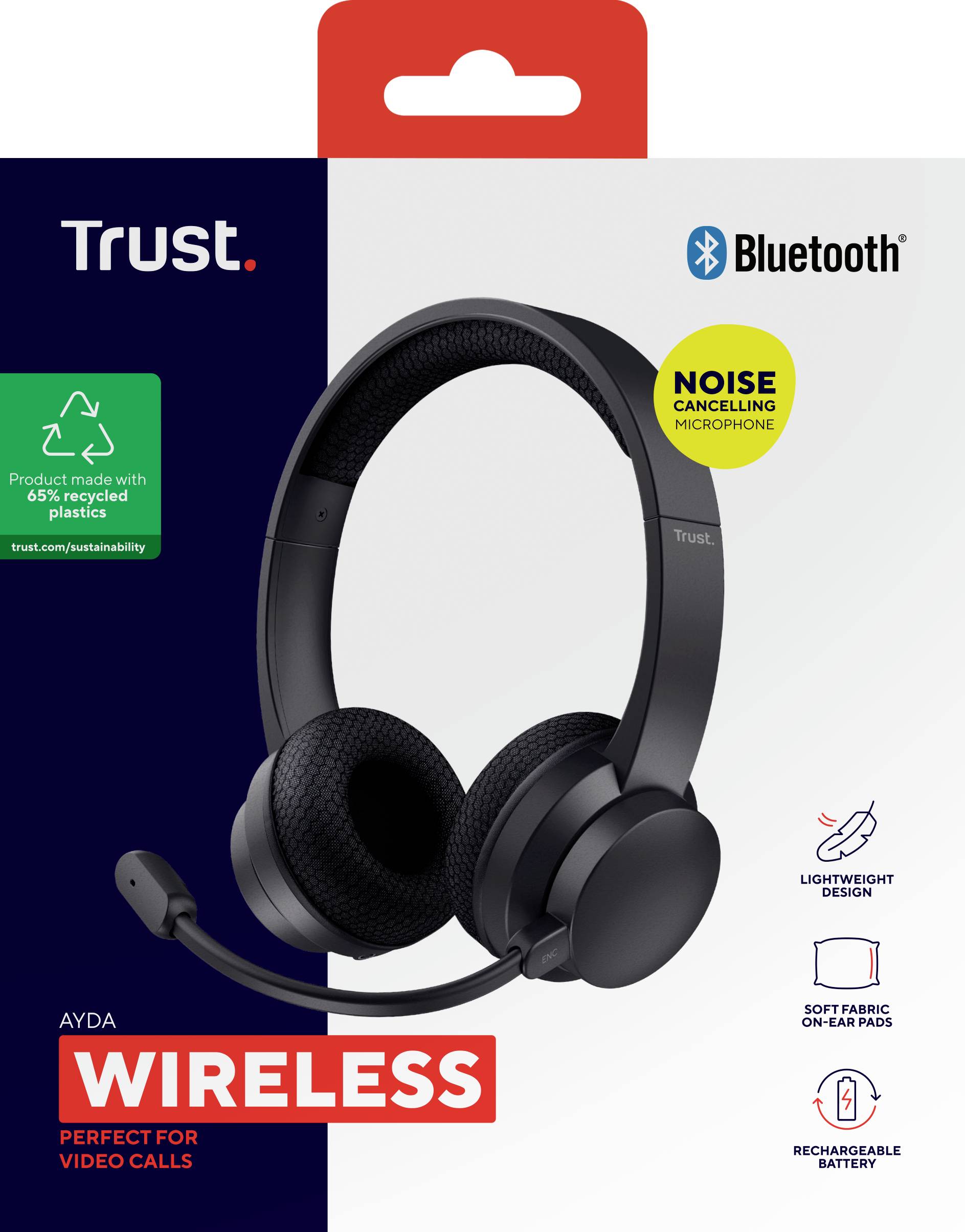 Trust AYDA WIRELESS ENC HEADSET Micro-casque supra-auriculaire Bluetooth noir ordinateur