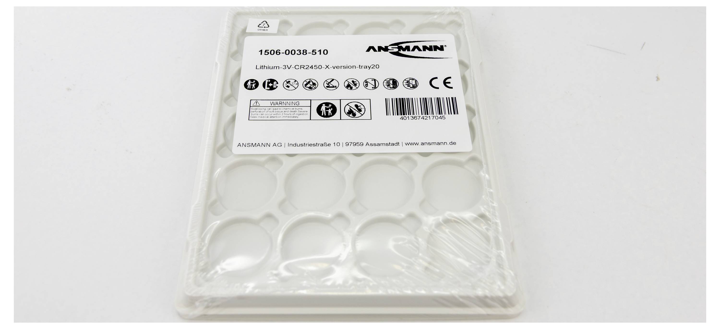 Ansmann Pile bouton 1 pc(s) 630 mAh 20er Tray Lithium Knopfzelle CR2450 Industrial