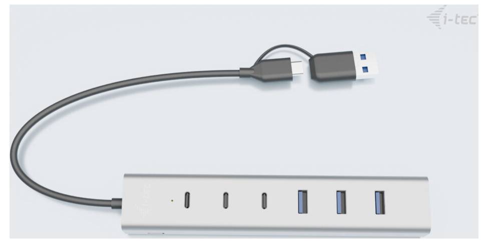 Hub USB combi i-tec CAHUBMETAL7 7 ports gris
