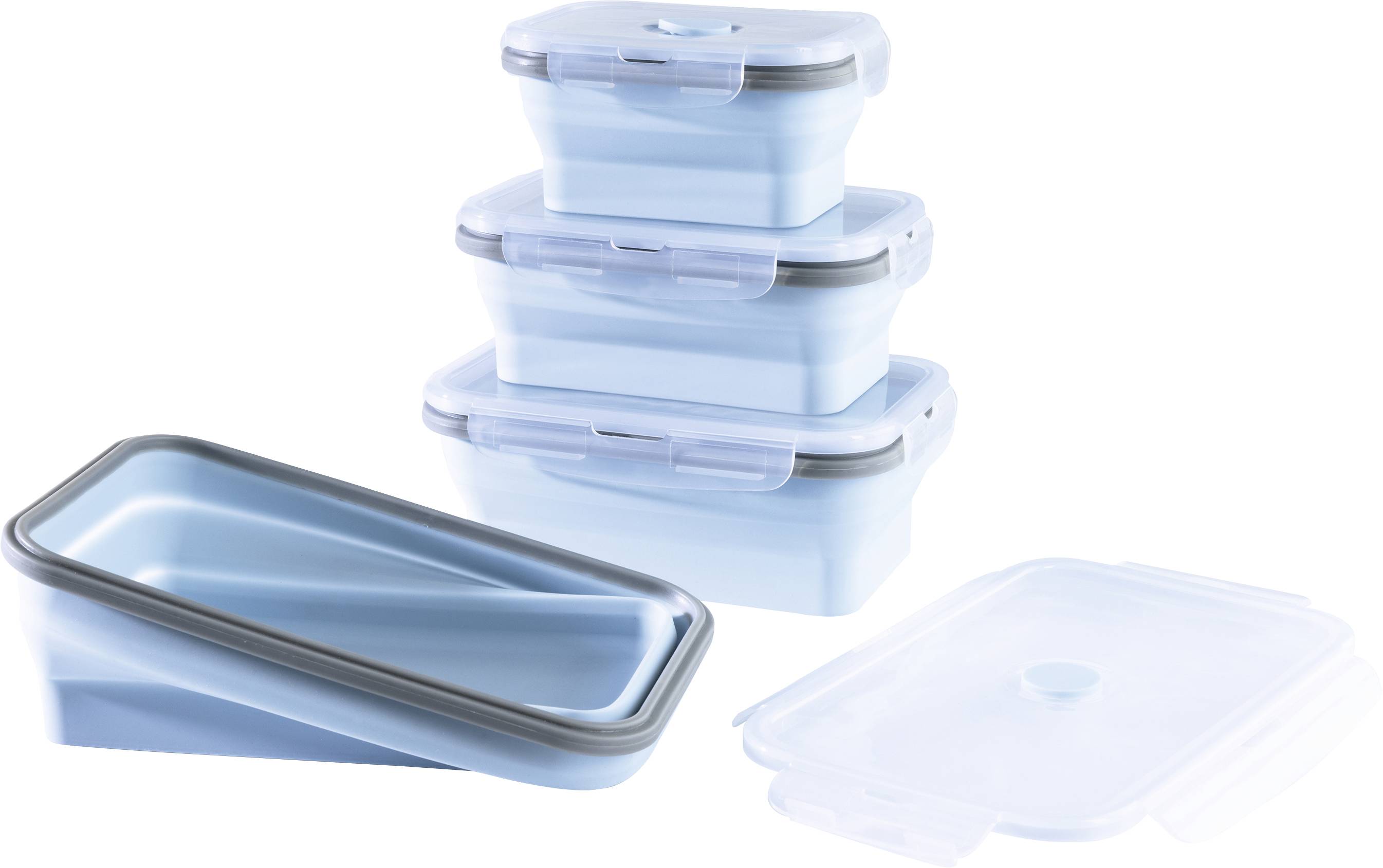 GourmetMaxx Récipient de conservation jeu de 4 silicone bleu clair 15096
