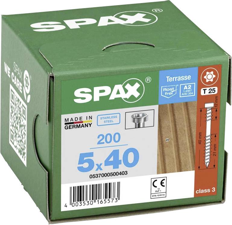 SPAX 0537000500403 Vis à bois 5 mm 40 mm T-STAR plus acier inoxydable A2 200 pc(s)