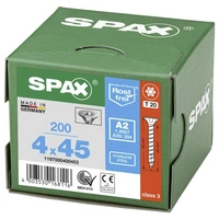SPAX 1197000400453 Vis à bois 4 mm 45 mm T-STAR plus acier inoxydable A2 200 pc(s) SPAX 1197000400453 Vis à bois 4 mm 45 mm T-STAR plus acier inoxydable A2 200 pc(s)