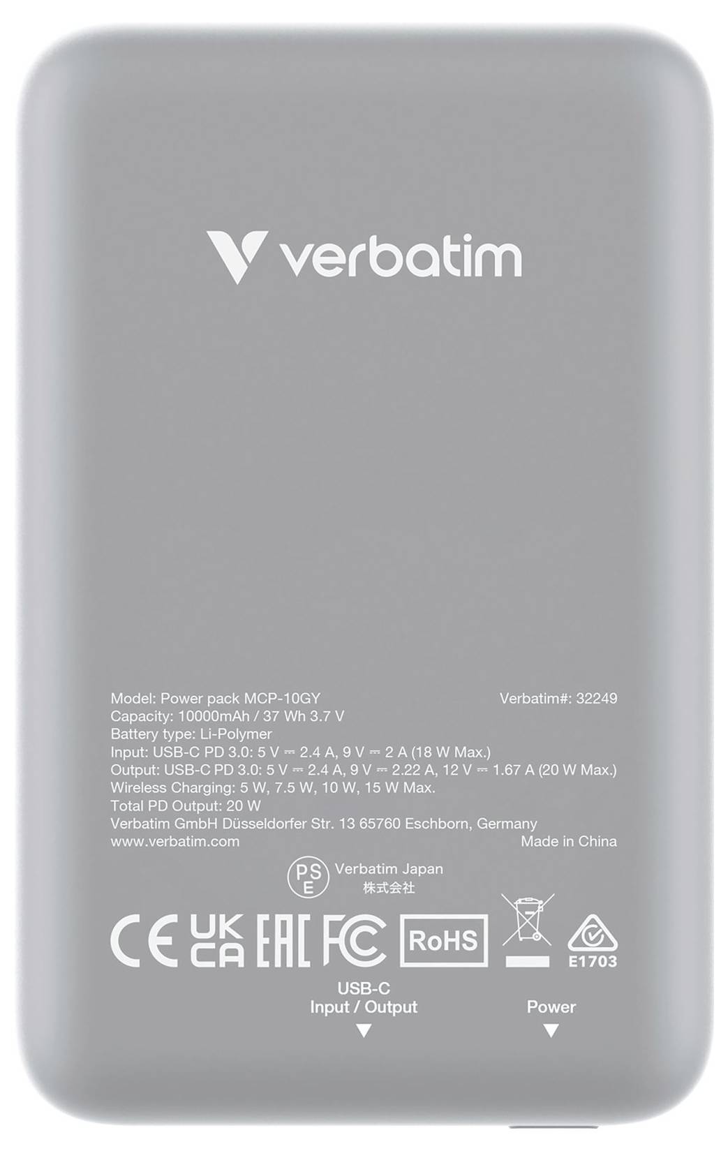 Verbatim Charge 'n' Go Magnetic Wireless Powerbank (batterie supplémentaire) 10000 mAh Fast Charge, Quick Charge 3.0, Power