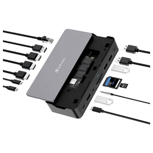 Verbatim Station d'accueil USB-C® CDS-155 Convient pour les marques: universel slot SSD M.2, alimentation USB-C®, lecteur de Verbatim Station d'accueil USB-C® CDS-155 Convient pour les marques: universel slot SSD M.2, alimentation USB-C®, lecteur de