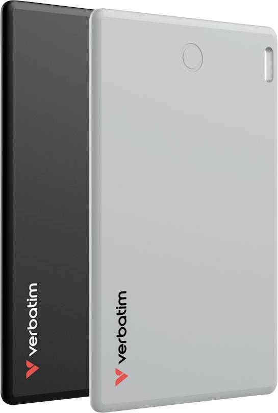 Deux disques durs externes en noir et gris portant le logo Verbatim. Ils sont fins et rectangulaires, parfaits pour le stockage de données en déplacement.