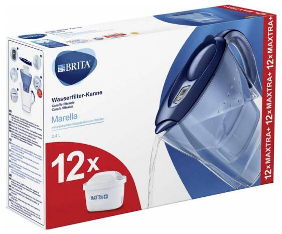 Brita Marella inkl. 12x Maxtra Pro 125978 Set de filtres à économie d'eau 2.4 l bleu