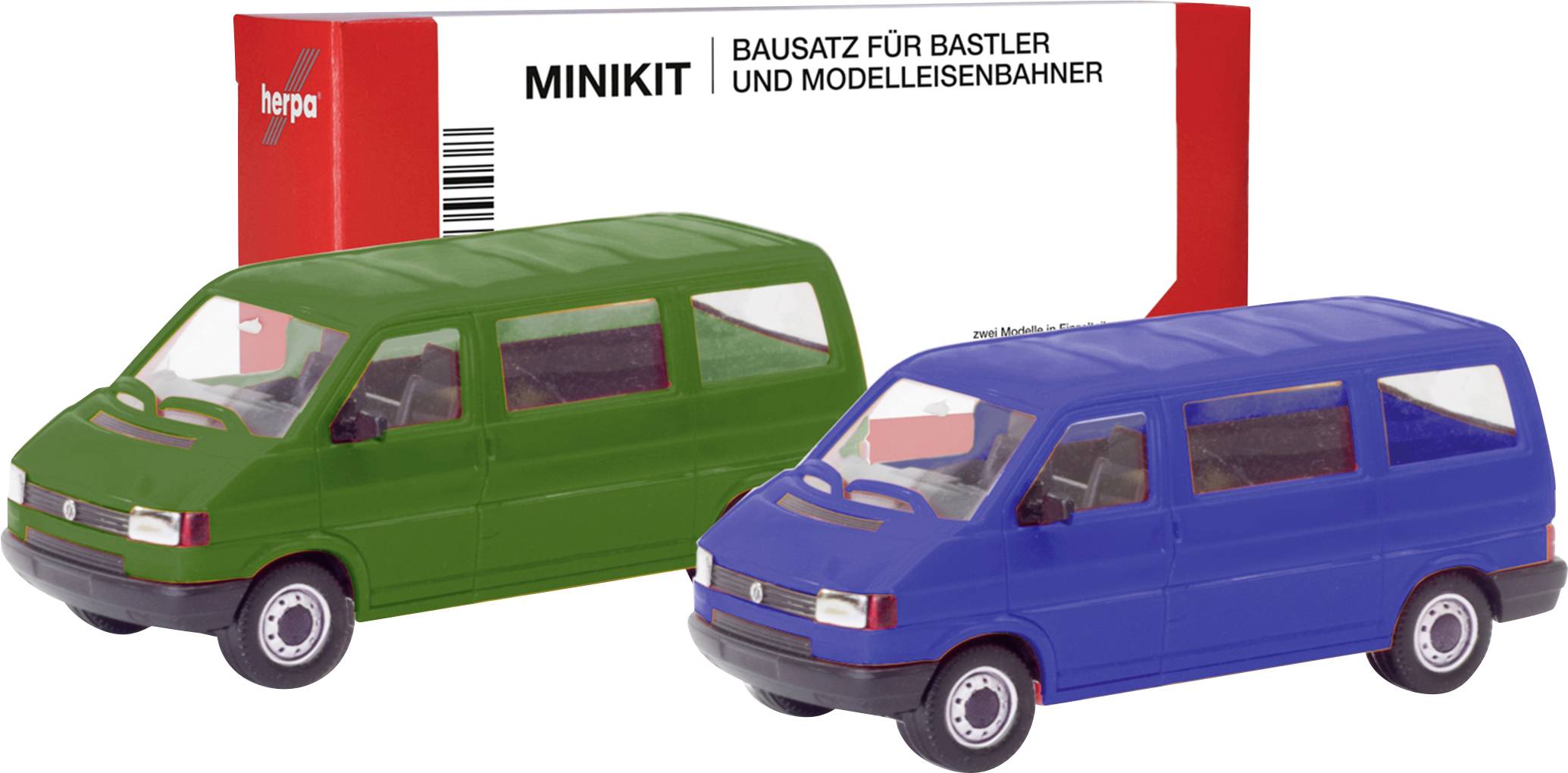 Herpa 012805-002 H0 Modèle réduit de voiture particulière Volkswagen Bus T4, vert olive et bleu ultra-marin