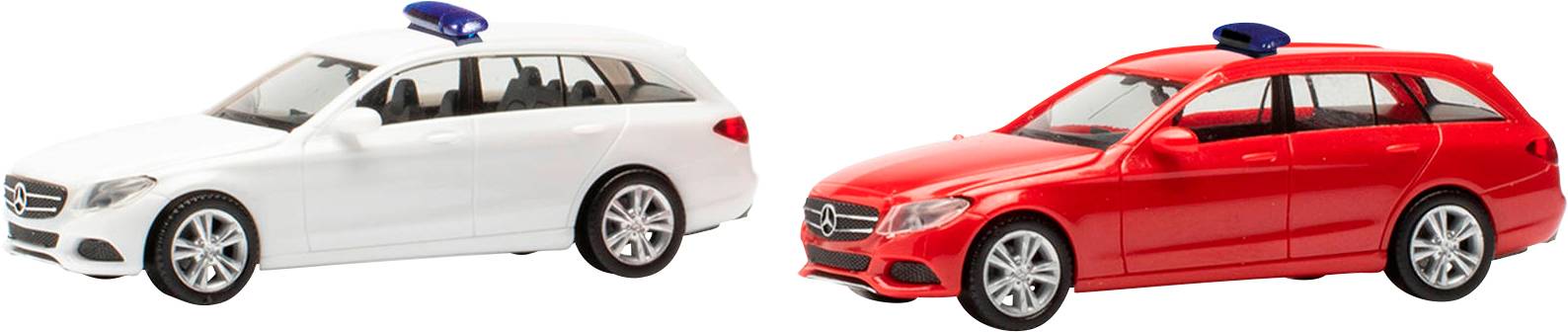 Herpa 013284-003 H0 Modèle réduit de voiture particulière Mercedes Benz Combiné classe C avec barre d'avertissement, rouge et