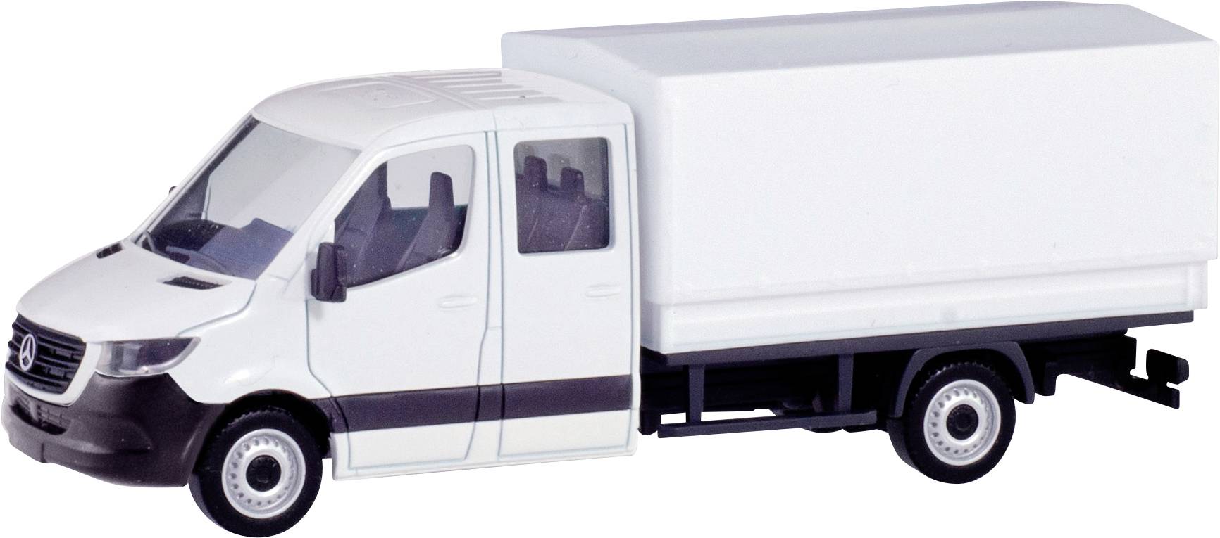 Herpa 013499 H0 Modèle réduit de camion Mercedes Benz Cabine double sprinter avec pritche, blanc