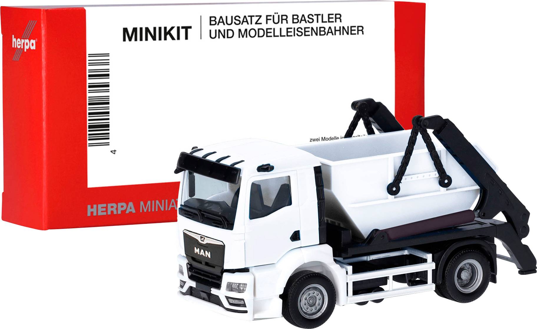 Herpa 013987 H0 Modèle réduit de camion MAN Bascule de déchargement TGS NN AK12, blanc