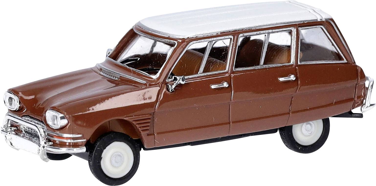Herpa 038959 H0 Modèle réduit de voiture particulière Citroën AMI 6 Break, marron/toit blanc
