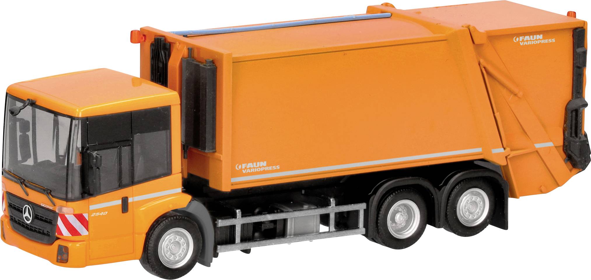 Herpa 319003 H0 Modèle réduit de camion Mercedes Benz Camion à déchets à pression Econic FAUN VARIOPRESS, orange local