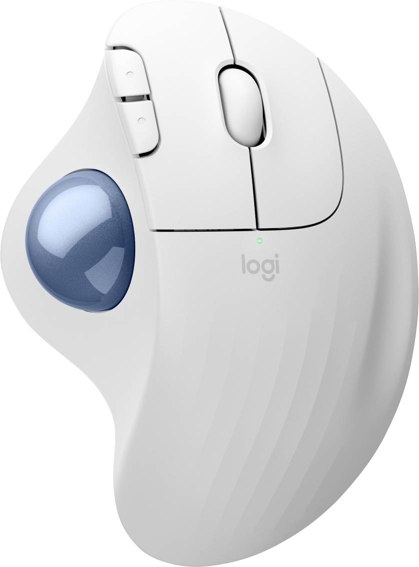 Logitech ERGO M575S Trackball Bluetooth, sans fil bleu, blanc 5 Boutons 2000 dpi molette, avec trackball, Touches à frappe