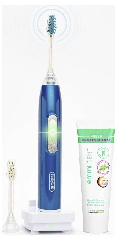 EmmiDent Metallic 66013 Brosse à dents électrique sonique blanc, bleu métal