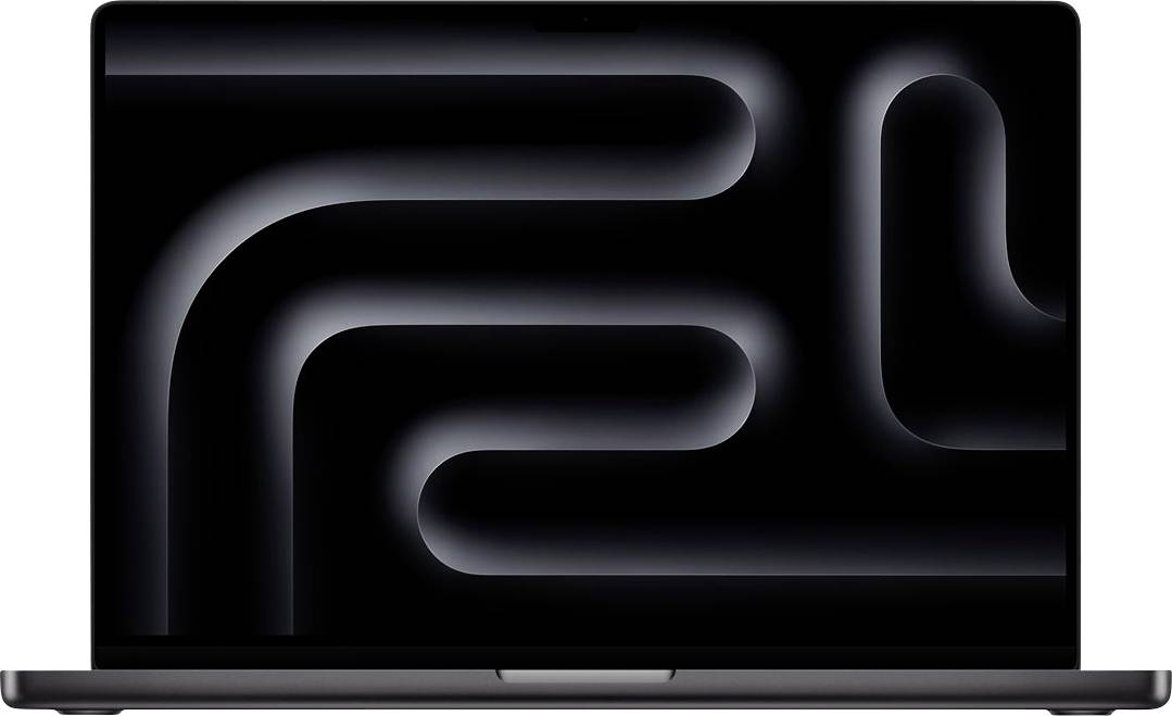 Un ordinateur portable avec un motif abstrait gris sur l'écran. L'appareil est fermé et se trouve devant un arrière-plan neutre.