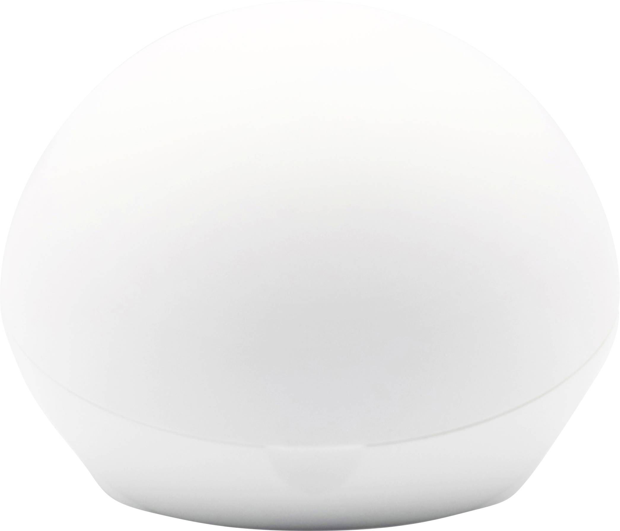Une lampe blanche en forme de demi-sphère à surface lisse.