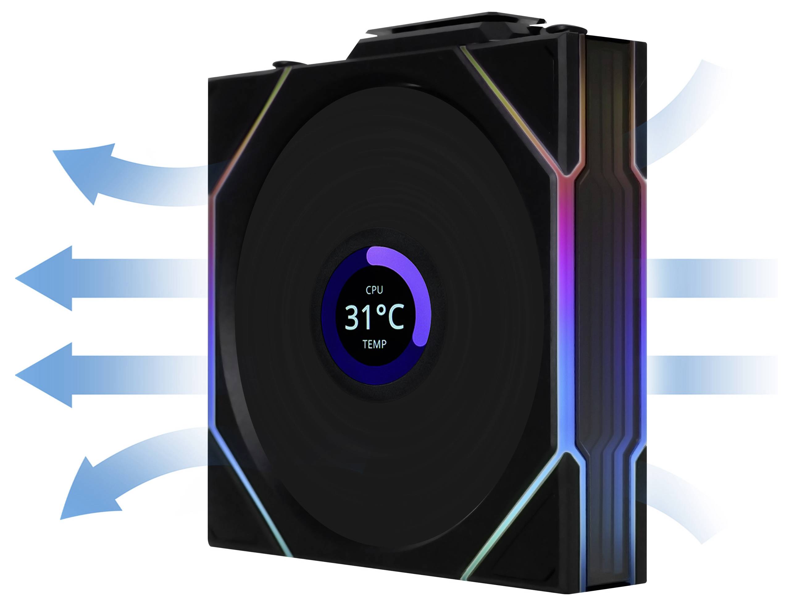 Lian Li 12RTLLCD1W1B Ventilateur pour PC (l x H x P) 120 x 28 x 124 mm