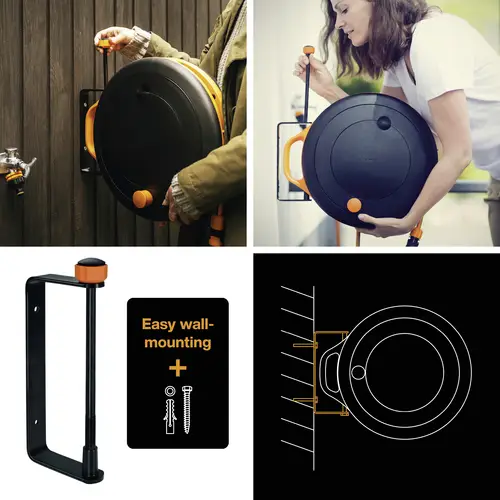 Fiskars 1071660 Comfort Waterwheel Dévidoir 9 mm 15 m 3/8 pouce 1 pc(s) noir, orange Fiskars 1071660 Comfort Waterwheel Dévidoir 9 mm 15 m 3/8 pouce 1 pc(s) noir, orange