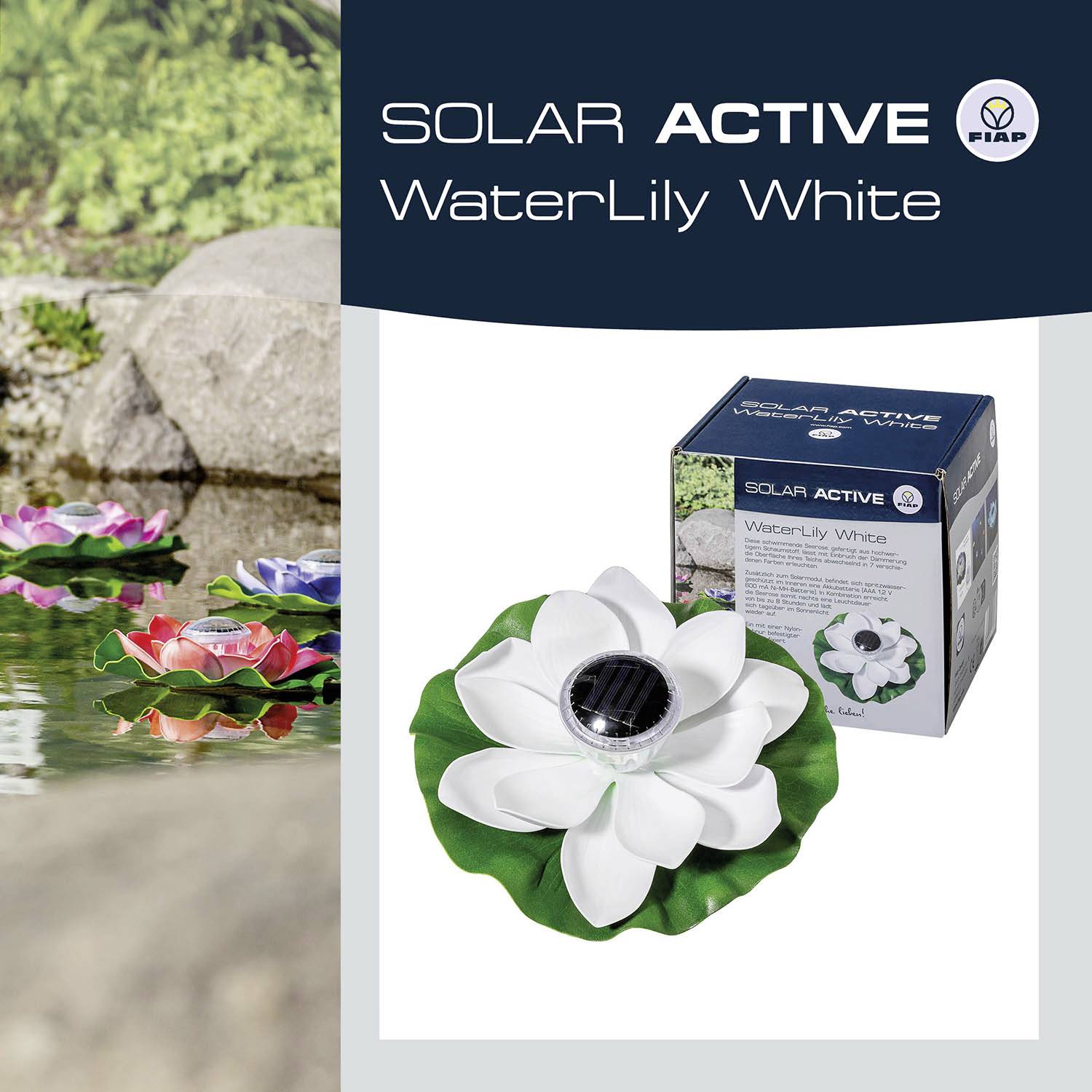 FIAP 3206 SOLAR ACTIVE WaterLily White Lampe décorative solaire LED LED intégrée blanc