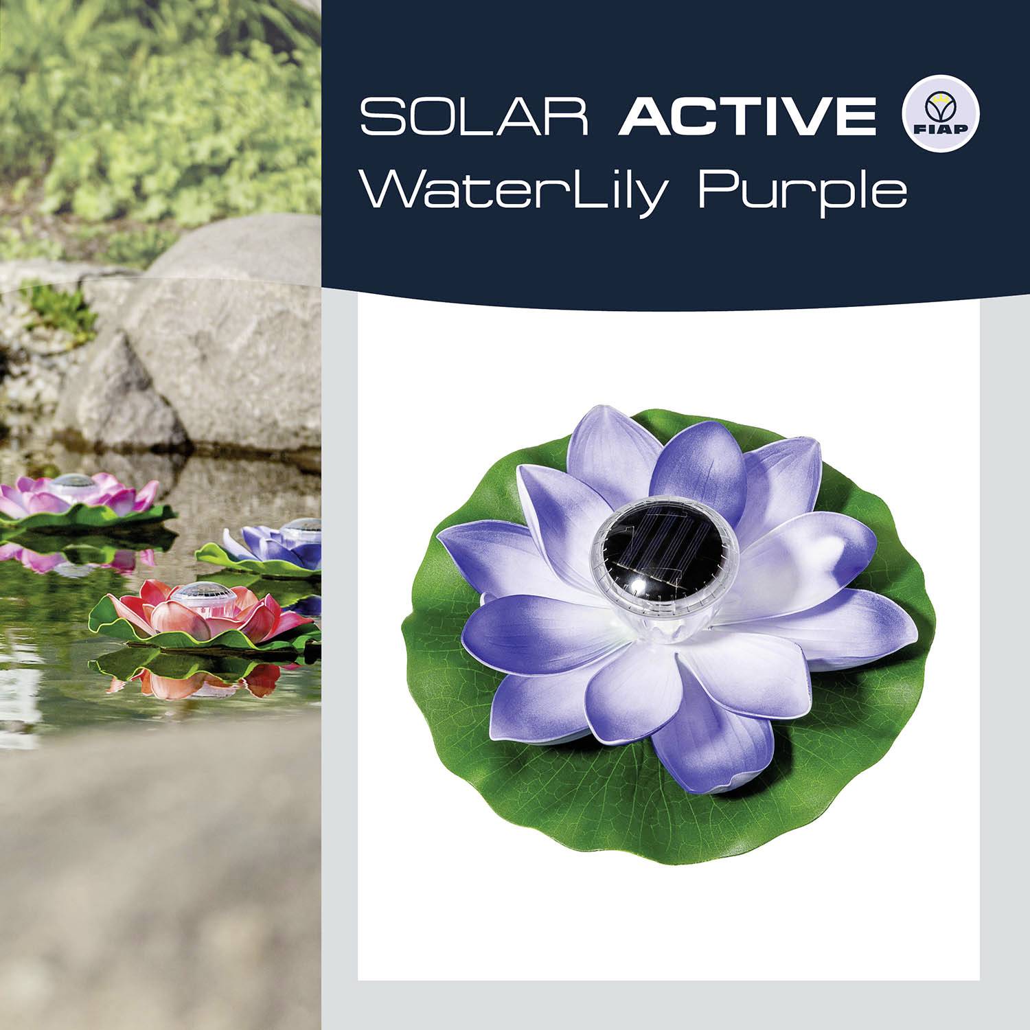 FIAP 3206-2 SOLAR ACTIVE WaterLily Purple Lampe décorative solaire LED LED intégrée violet