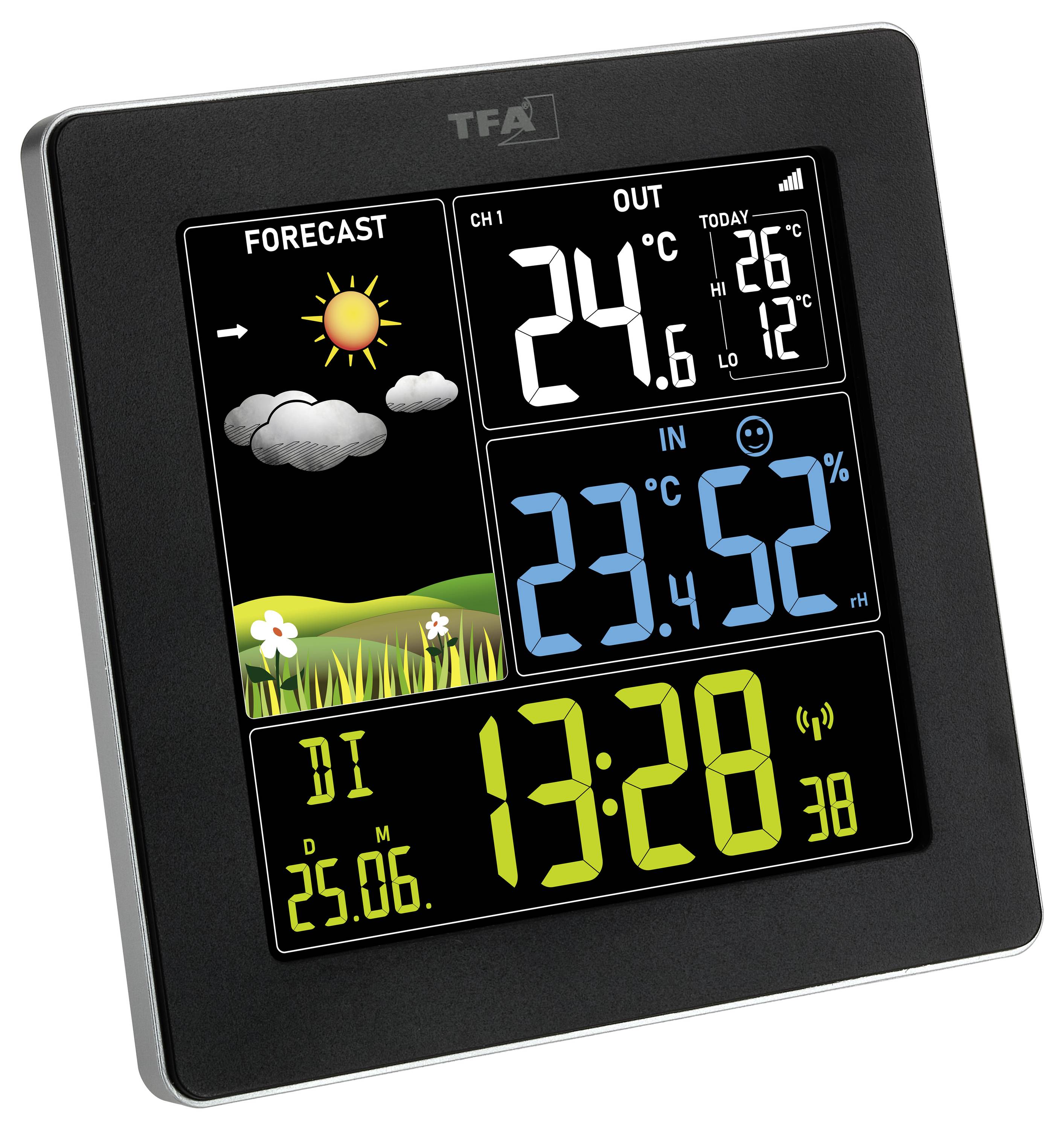 TFA Dostmann Funk-Wetterstation mit Farbdisplay SUN 2 35.1174.01 Station météo radiopilotée Prévisions météorologiques 12 à 24