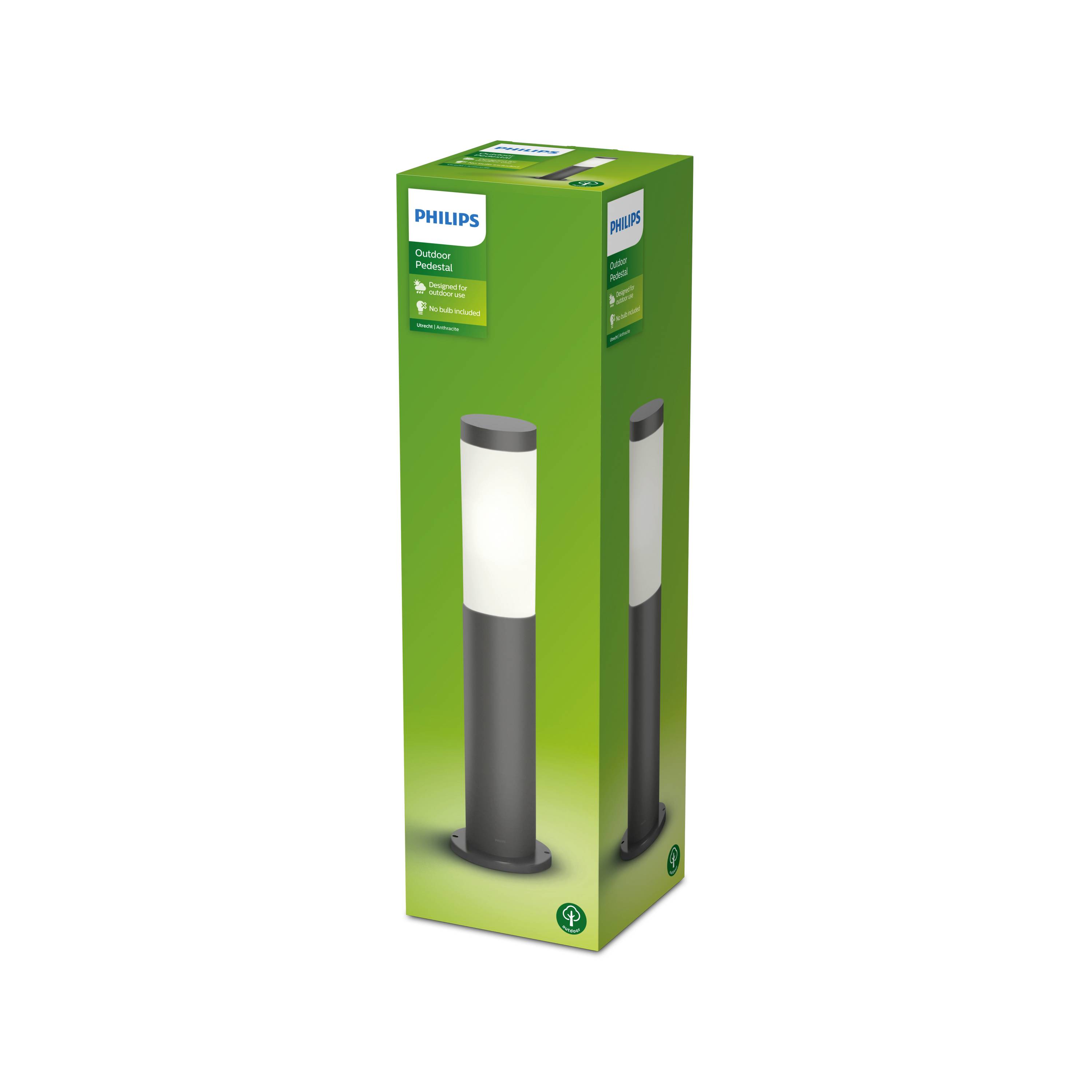 Philips LED Philips Utrecht Sockelleuchte, max, 60W, IP44, ohne Leuchtmittel, anthrazit 8719514417533 Éclairage d'allée