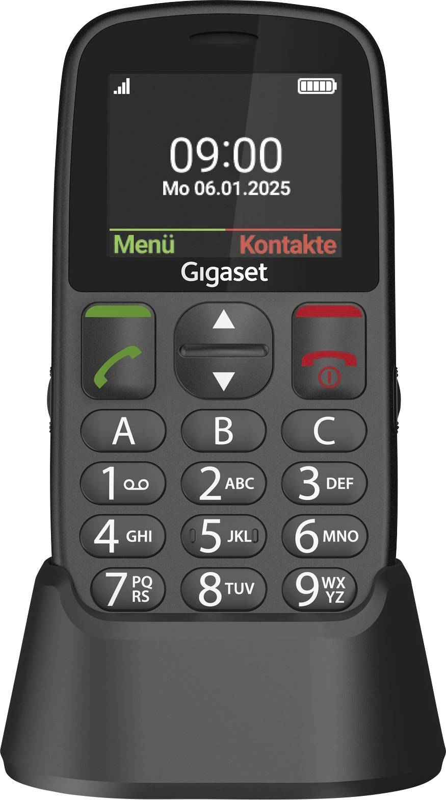 Gigaset GL395 Téléphone portable Touche SOS, protégé contre les projections d'eau, protégé contre la poussière noir