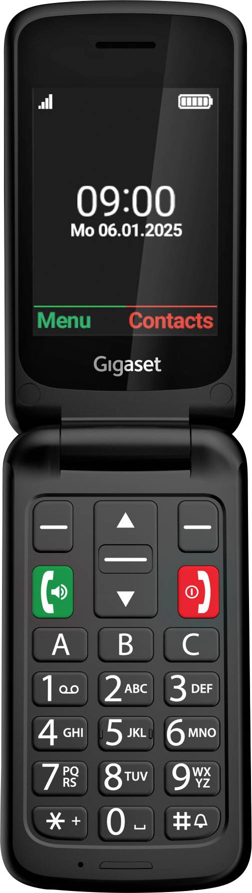 Gigaset GL595 Téléphone portable Touche SOS, protégé contre les projections d'eau, protégé contre la poussière noir