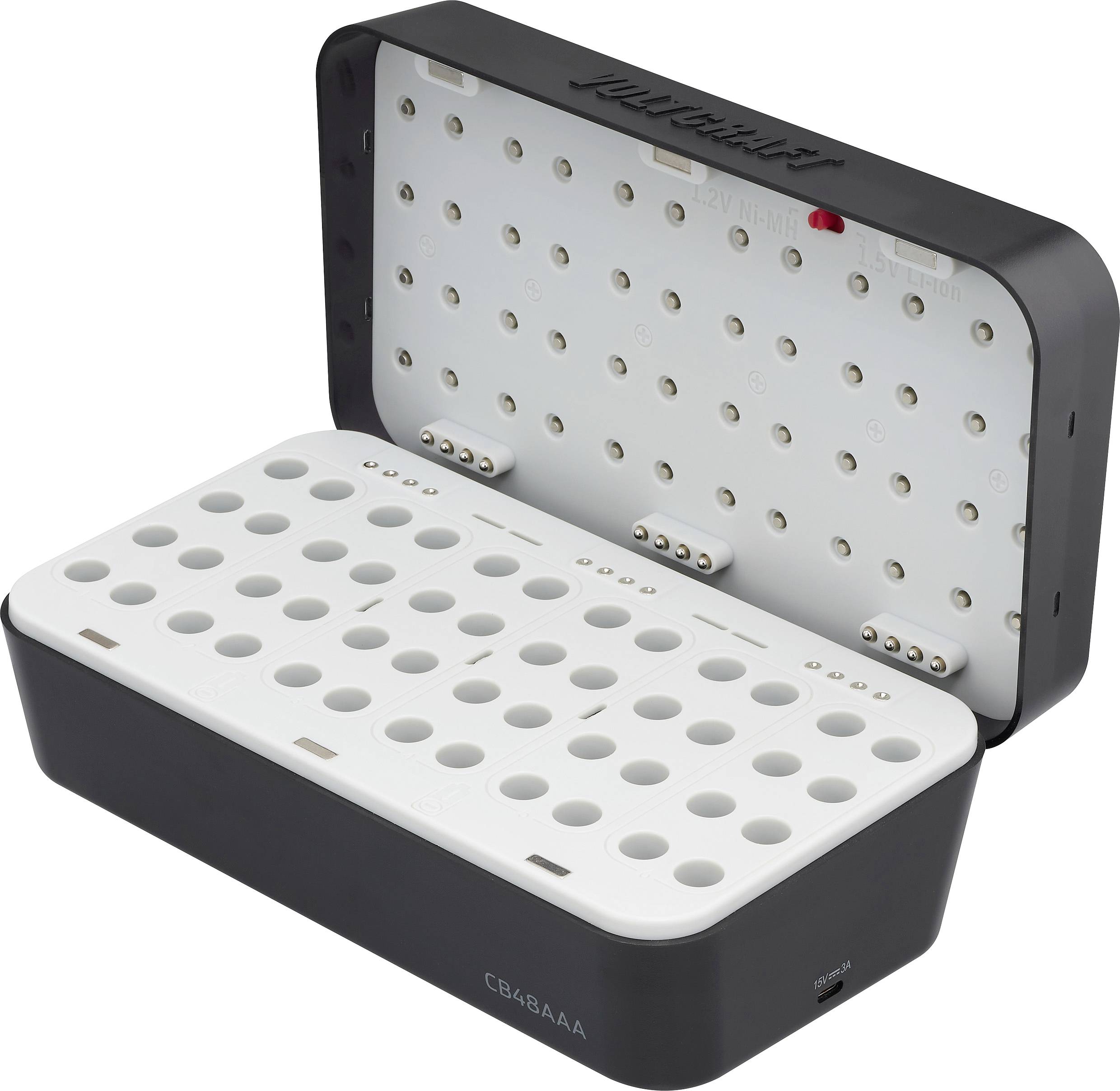 Une boîte de rangement ouverte VisiPak de 96 puits avec bouchons à vis, présentant une grille de puits circulaires conçus pour maintenir des tubes de manière sécurisée dans un environnement de laboratoire.