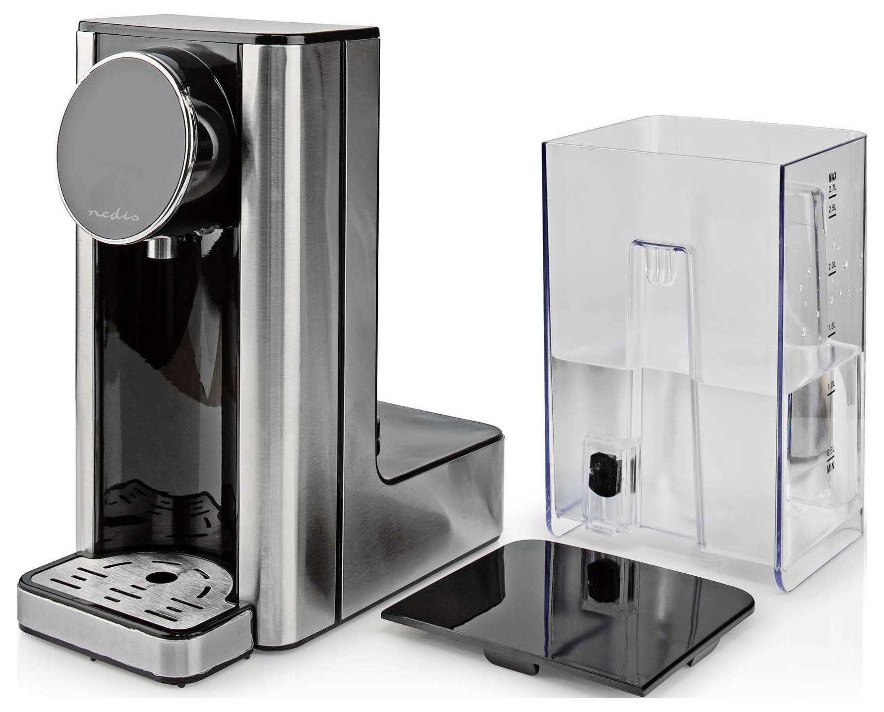 Nedis KAWD310FBK Distributeur d'eau chaude protection contre la surchauffe aluminium, noir Contenance: 2.7 l