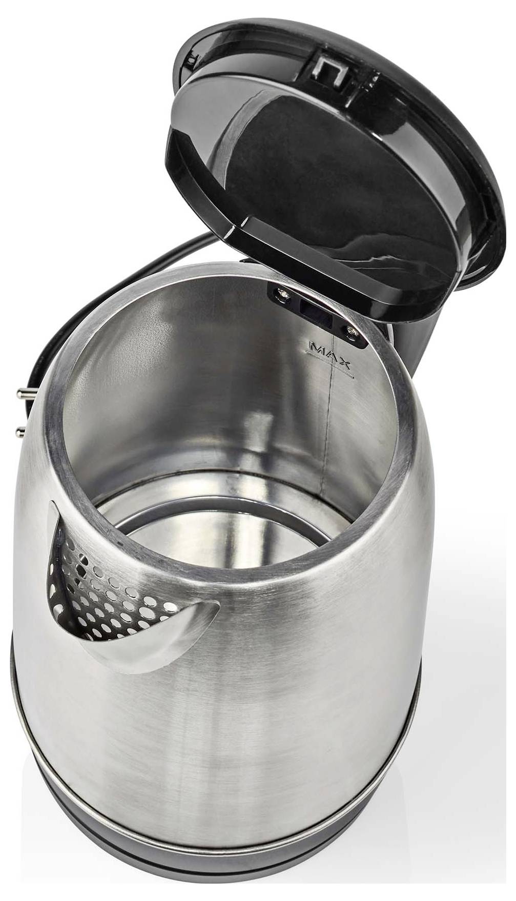 Nedis KAWK340EAL Bouilloire voyant lumineux argent, noir Contenance: 1.7 l