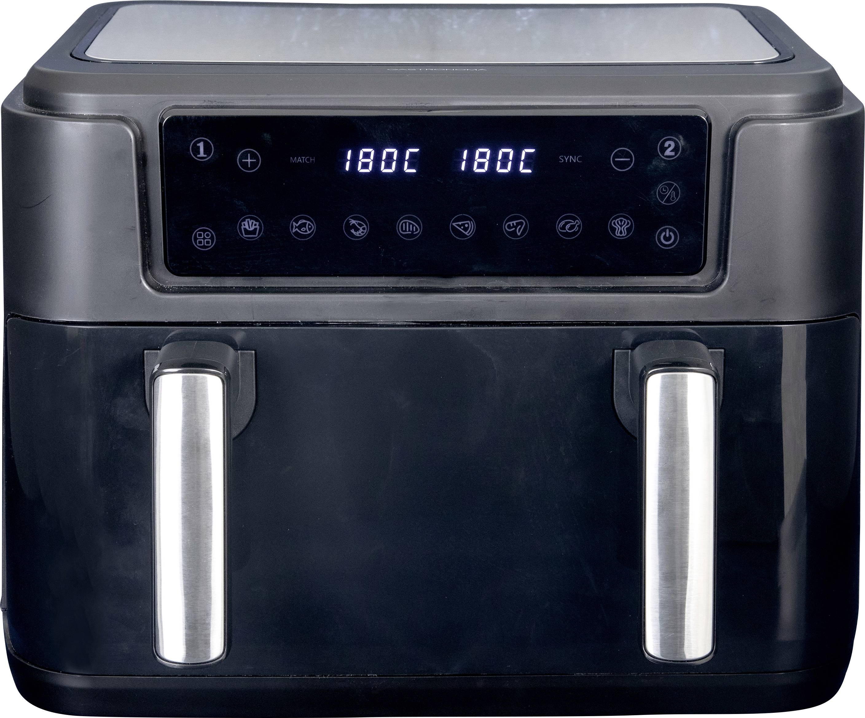 Gastronoma 18290008 Friteuse à air chaud 10 l 2400 W revêtement anti-adhésif, avec écran, fonction minuteur noir