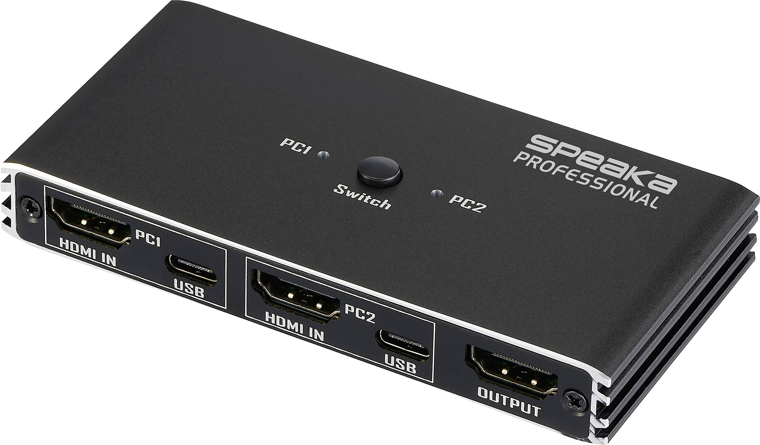 SpeaKa Professional HDMI 2.0 Slim KVM 2X1 USB2.0 +IR, Black Switch HDMI HDMI 3840 x 2160 Pixel