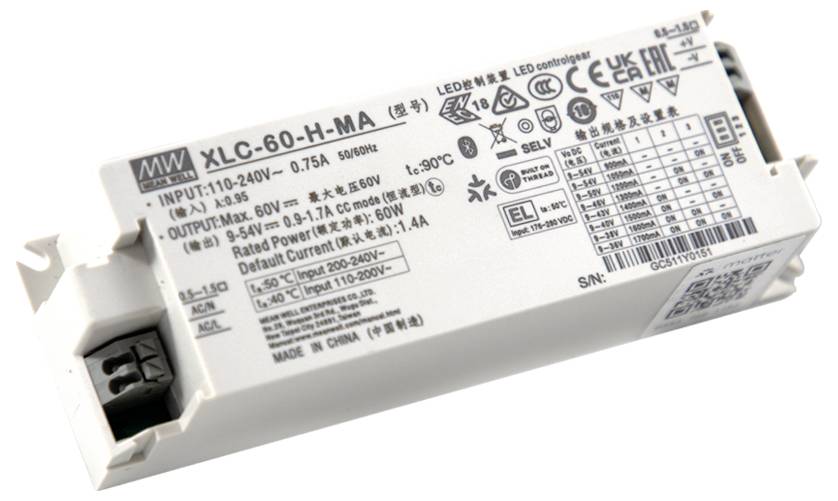 MEAN WELL Convertisseur LED 60 W 12 V Tension de fonctionnement max.: 300 V