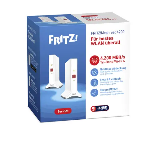 AVM Répéteur Wi-Fi FRITZ!Mesh Set 4200 2er-Set 20003108 LAN 10/100/1000 Mo/s maillé AVM Répéteur Wi-Fi FRITZ!Mesh Set 4200 2er-Set 20003108 LAN 10/100/1000 Mo/s maillé