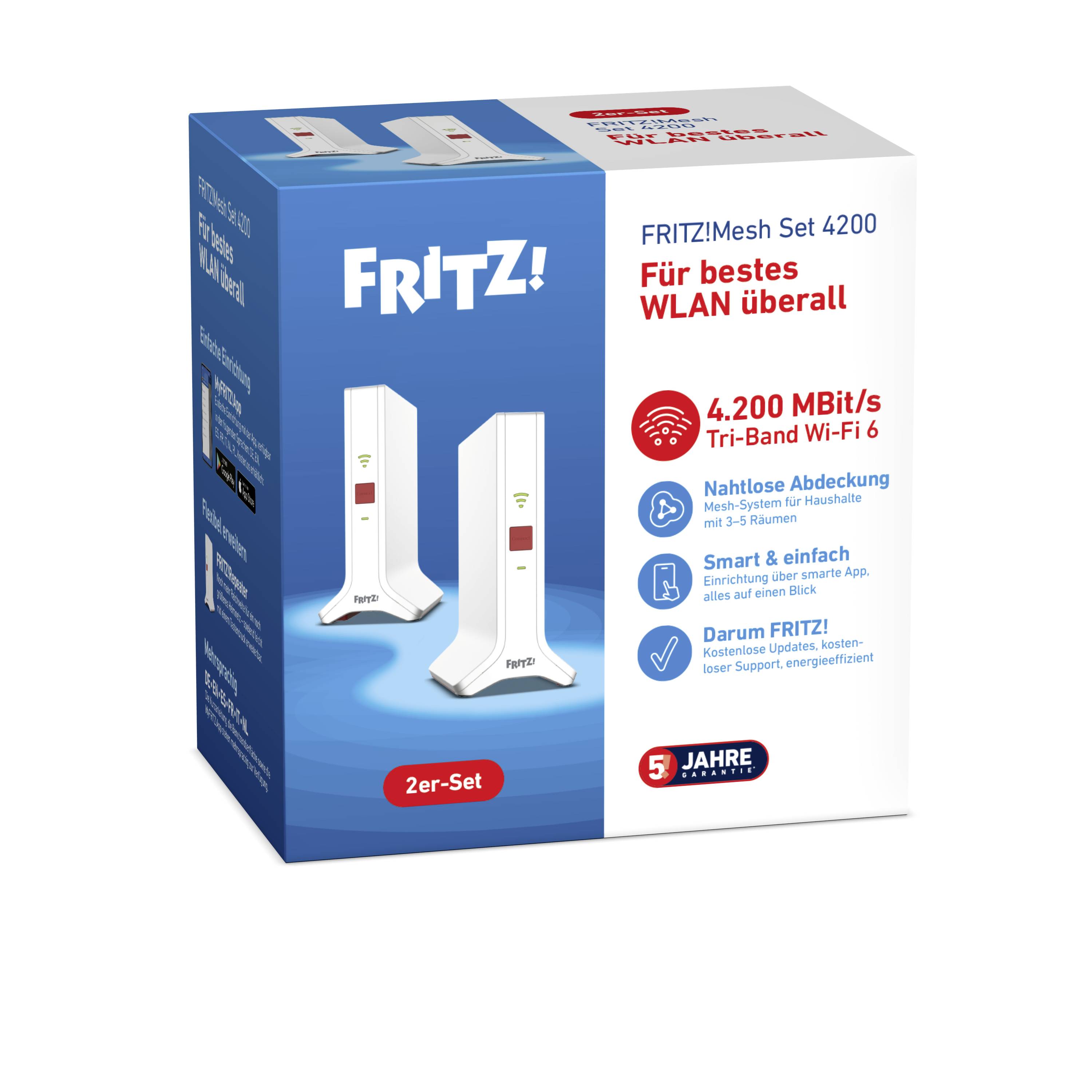 FRITZ! Répéteur Wi-Fi FRITZ!Mesh Set 4200 2er-Set 20003108 LAN 10/100/1000 Mo/s maillé
