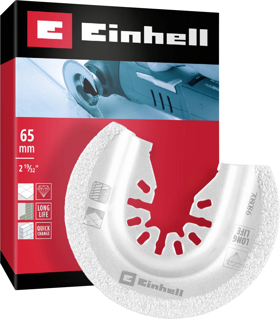 Ersatz-Sägeblatt von Einhell, 65 mm Durchmesser, ideal für präzises Schneiden, lange Lebensdauer, Quick-Change-System.
